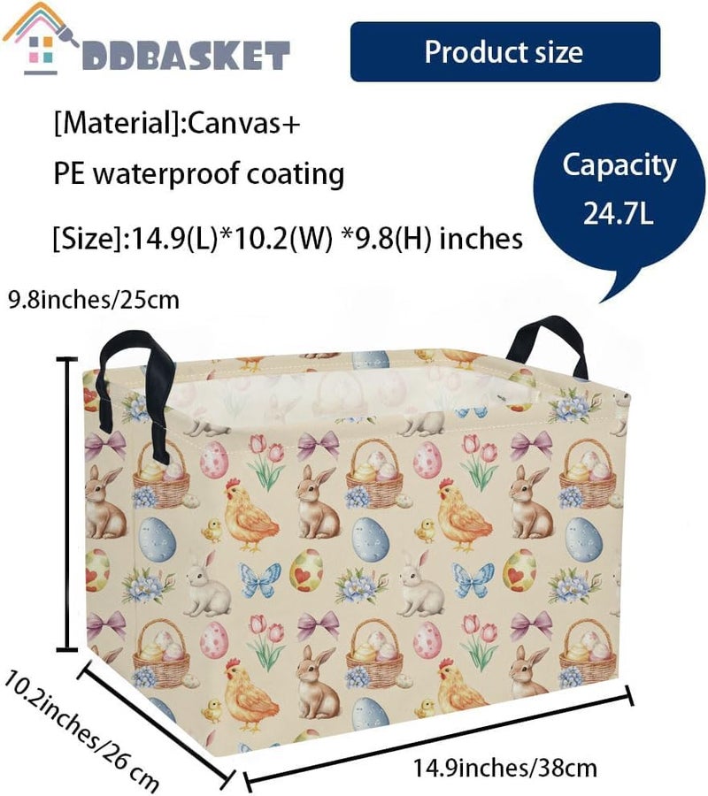 DDBASKET Easter Baskets for Kids Gift Basket Empty Baby Basket for Boys and Girls Rectangular Toy Storage Bins Organizer Bin Box Cute Room Decor for Home(Easter Baskets) - Image 3